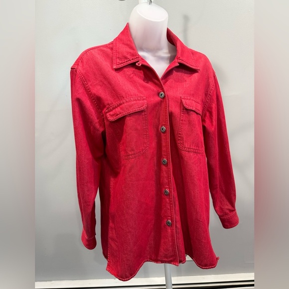 Liz Claiborne Red Button-Up Shirt Jacket Size M - Picture 1 of 7
